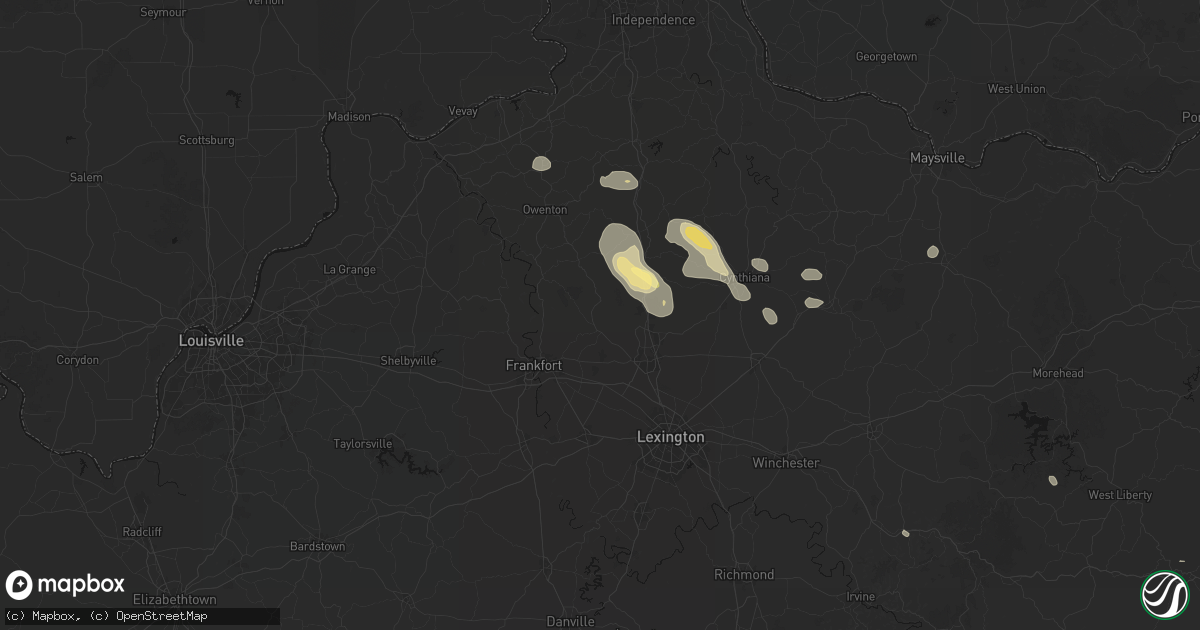 Hail map in Stamping Ground, KY on August 15, 2026