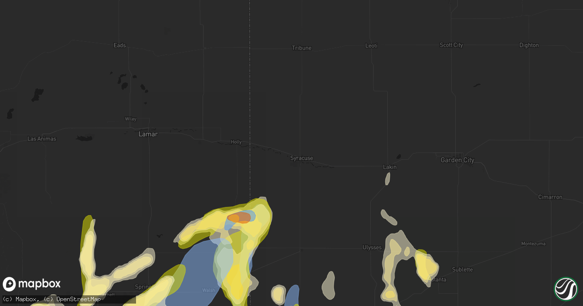 Hail map in Syracuse, KS on August 15, 2026