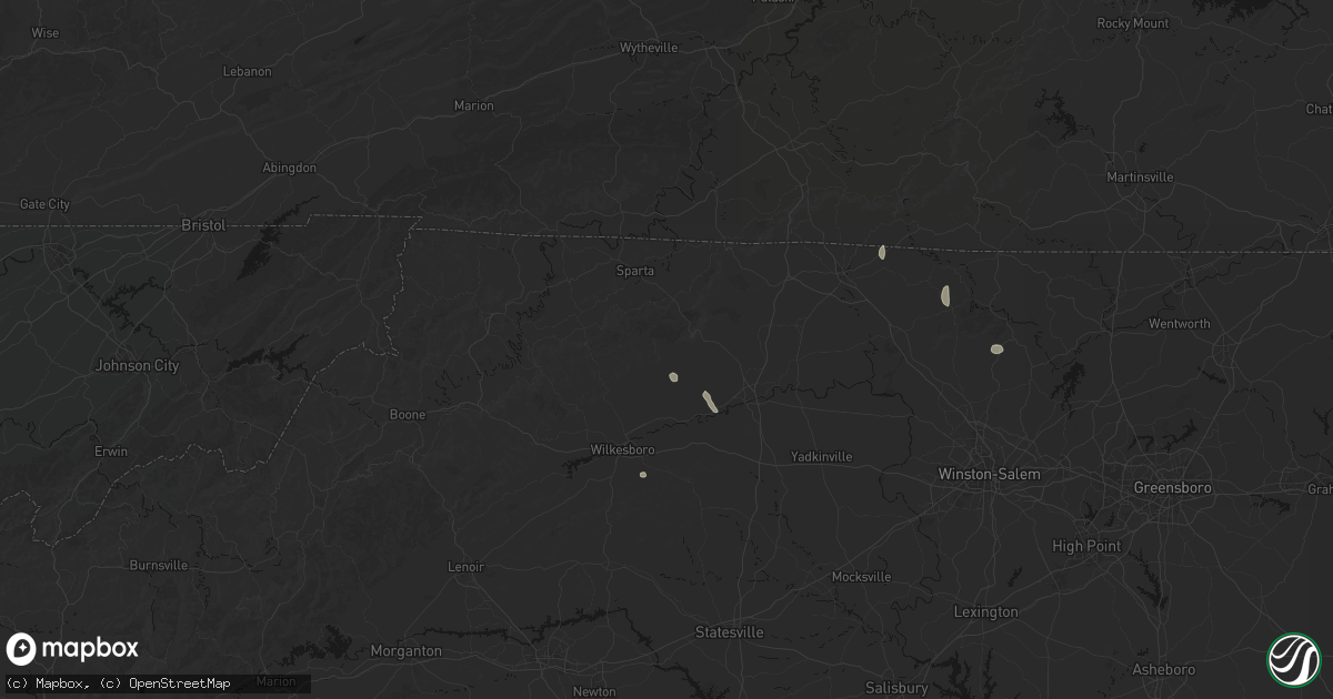 Hail map in Traphill, NC on August 15, 2026