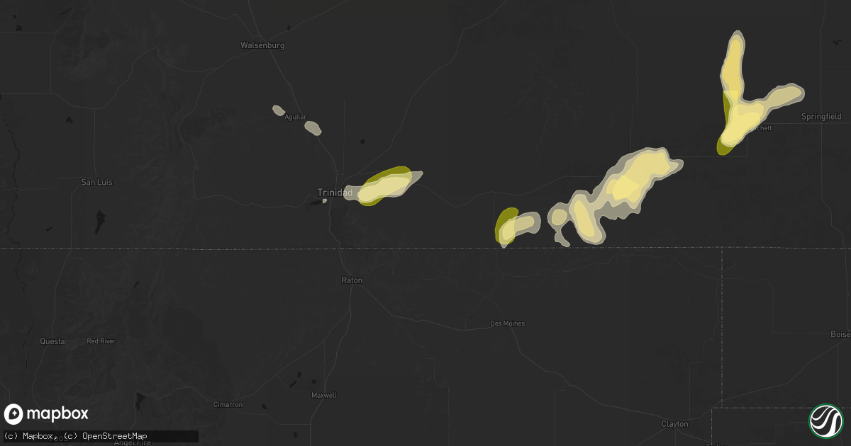 Hail map in Trinchera, CO on August 15, 2026