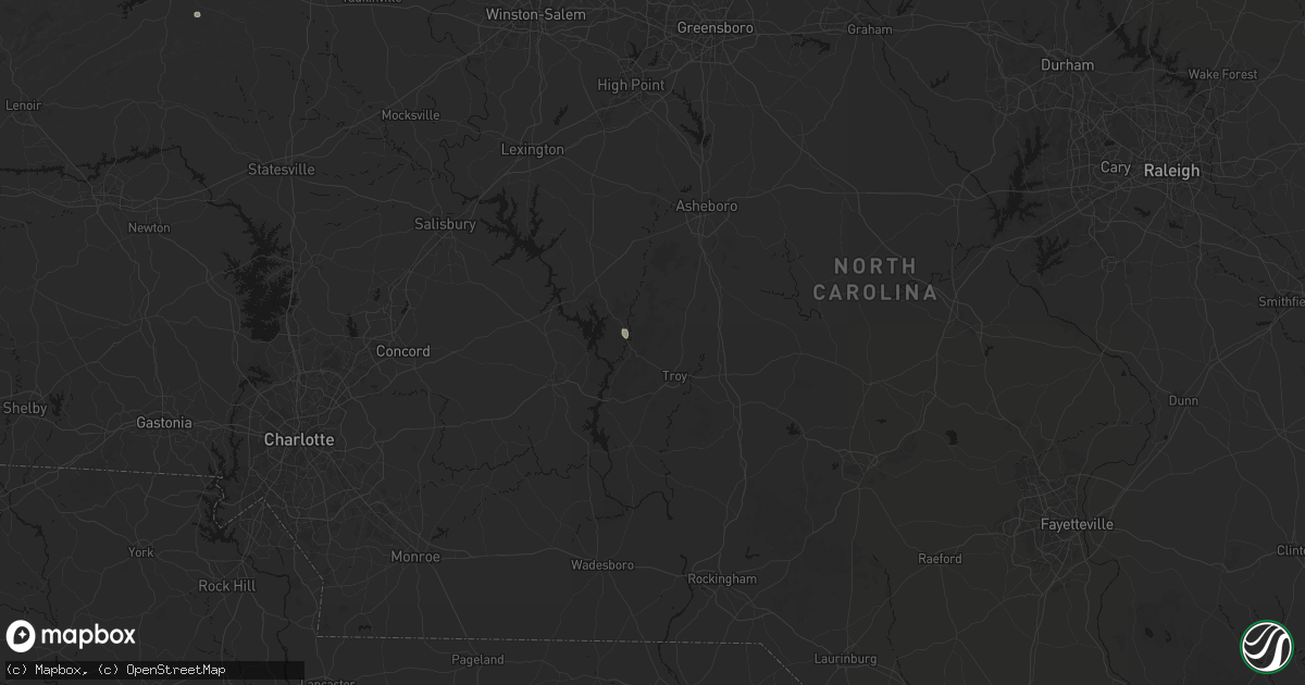 Hail map in Troy, NC on August 15, 2026