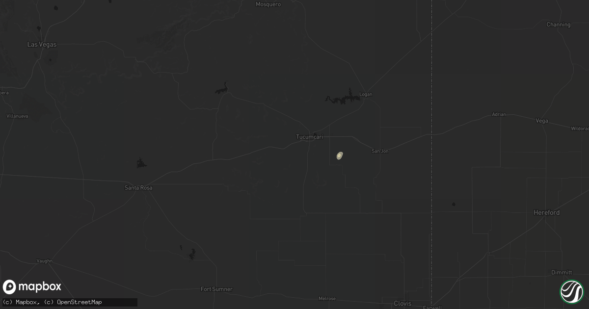 Hail map in Tucumcari, NM on August 15, 2026