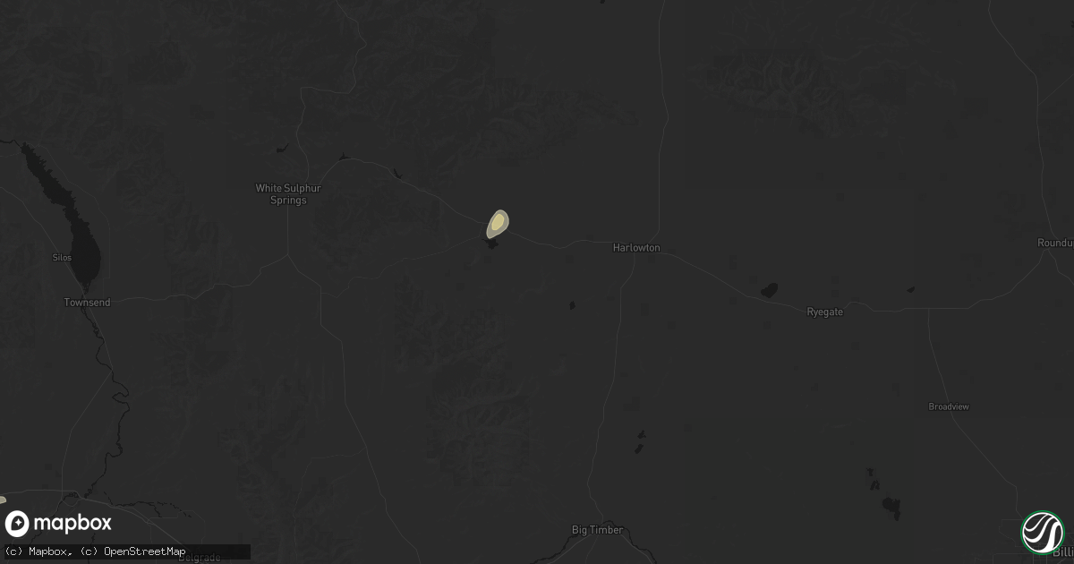 Hail map in Two Dot, MT on August 15, 2026