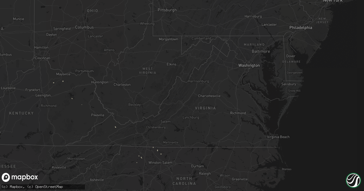 Hail map in Virginia on August 15, 2026
