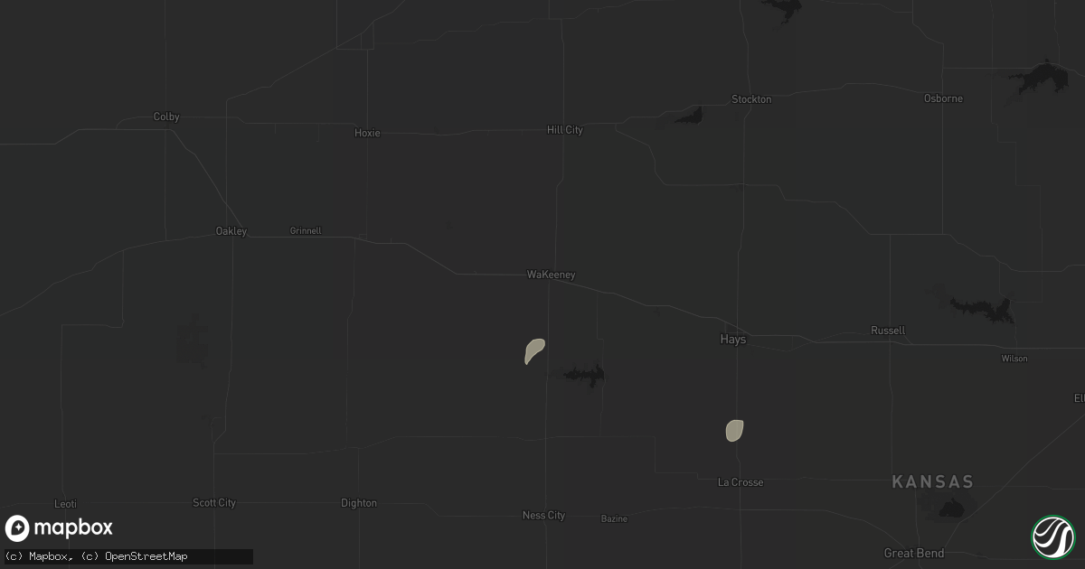 Hail map in Wakeeney, KS on August 15, 2026