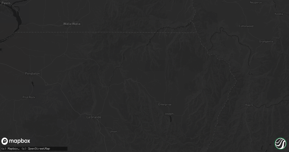 Hail map in Wallowa, OR on August 15, 2026