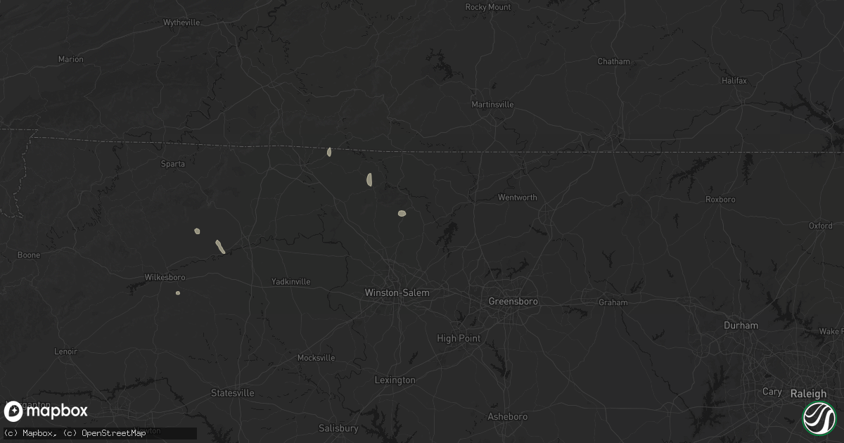 Hail map in Walnut Cove, NC on August 15, 2026