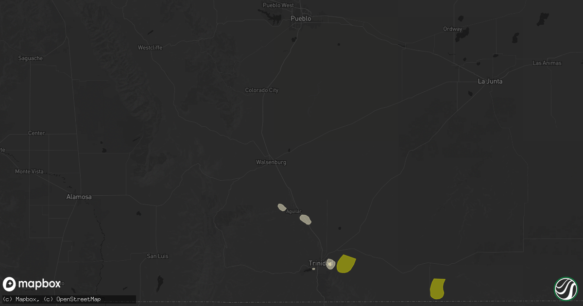 Hail map in Walsenburg, CO on August 15, 2026