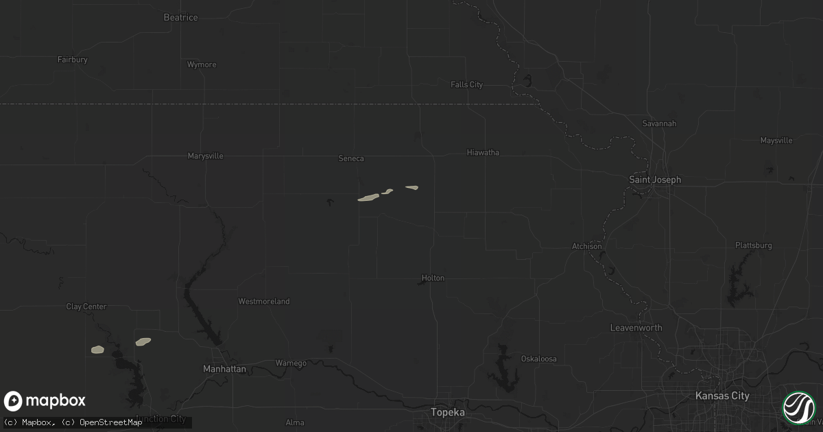 Hail map in Wetmore, KS on August 15, 2026