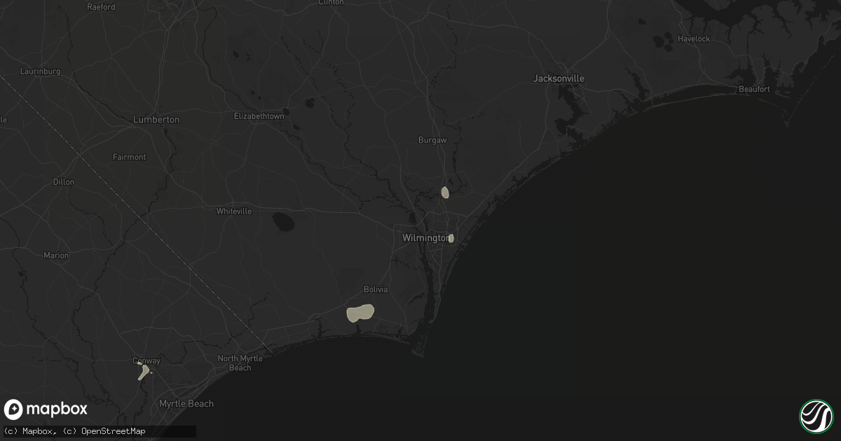 Hail map in Wilmington, NC on August 15, 2026