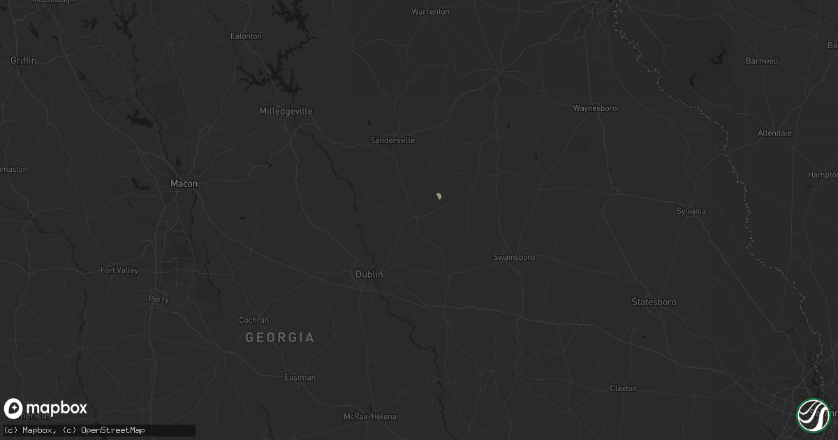 Hail map in Wrightsville, GA on August 15, 2026