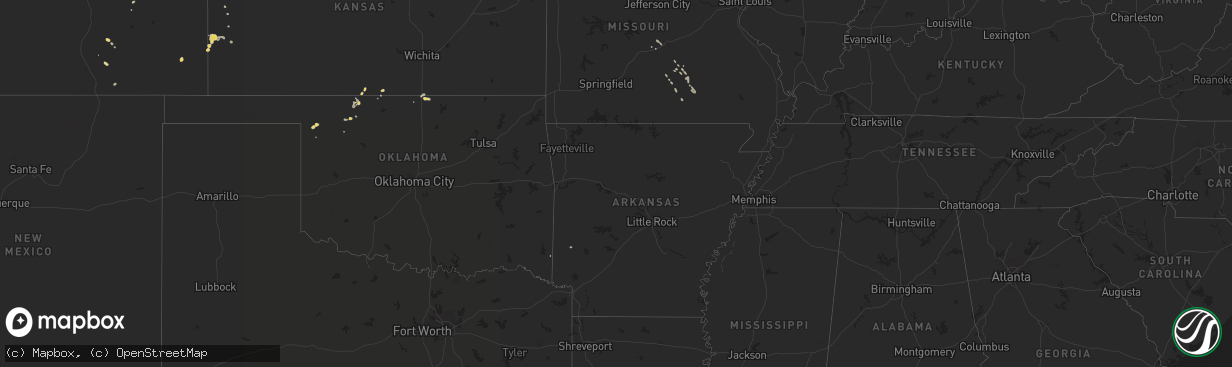 Hail map on August 16, 2011