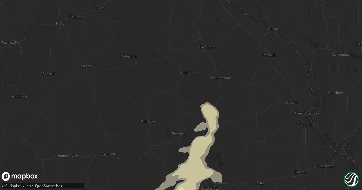 Hail map in Doniphan, MO on August 16, 2012