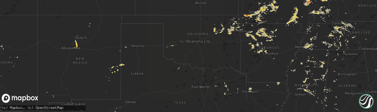 Hail map on August 16, 2012