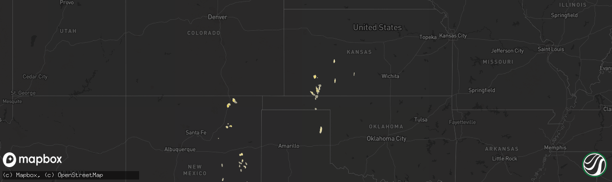 Hail map in Kansas on August 16, 2013