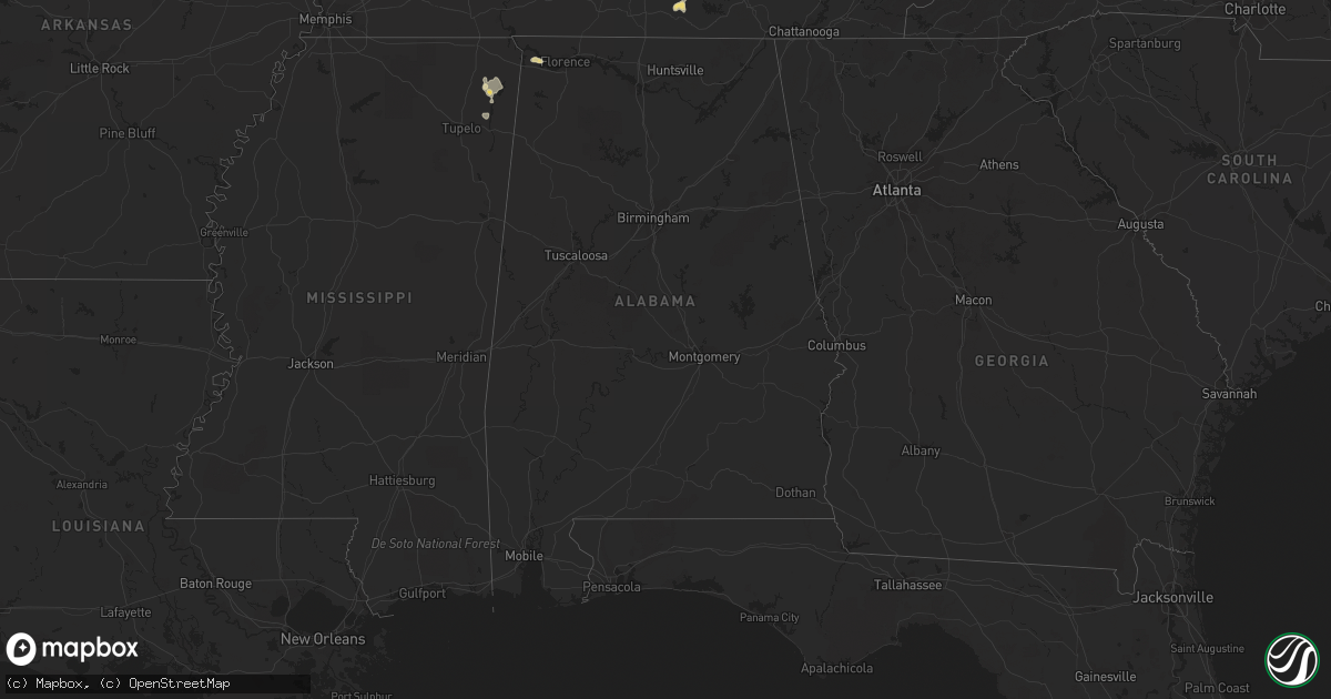 Hail map in Alabama on August 16, 2015