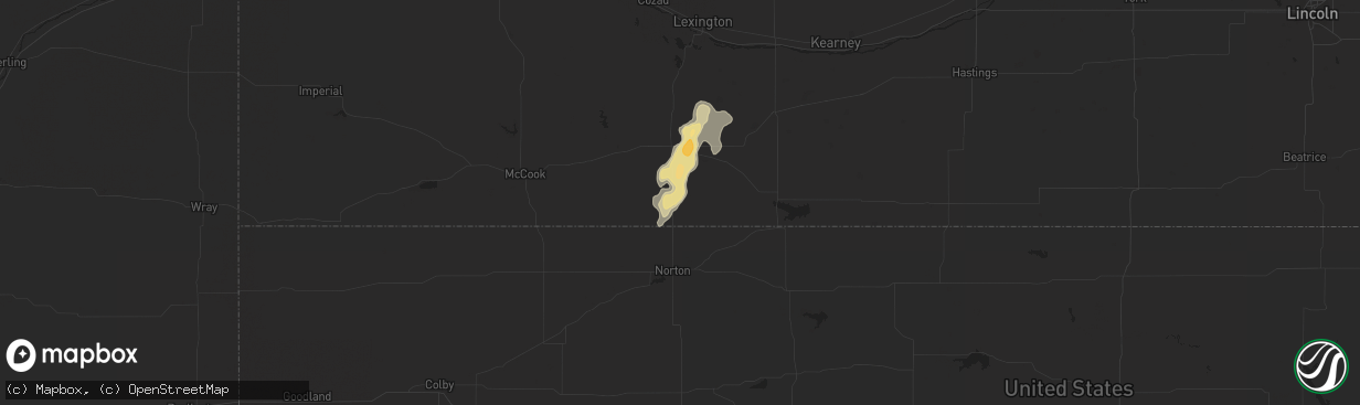 Hail map in Beaver City, NE on August 16, 2015