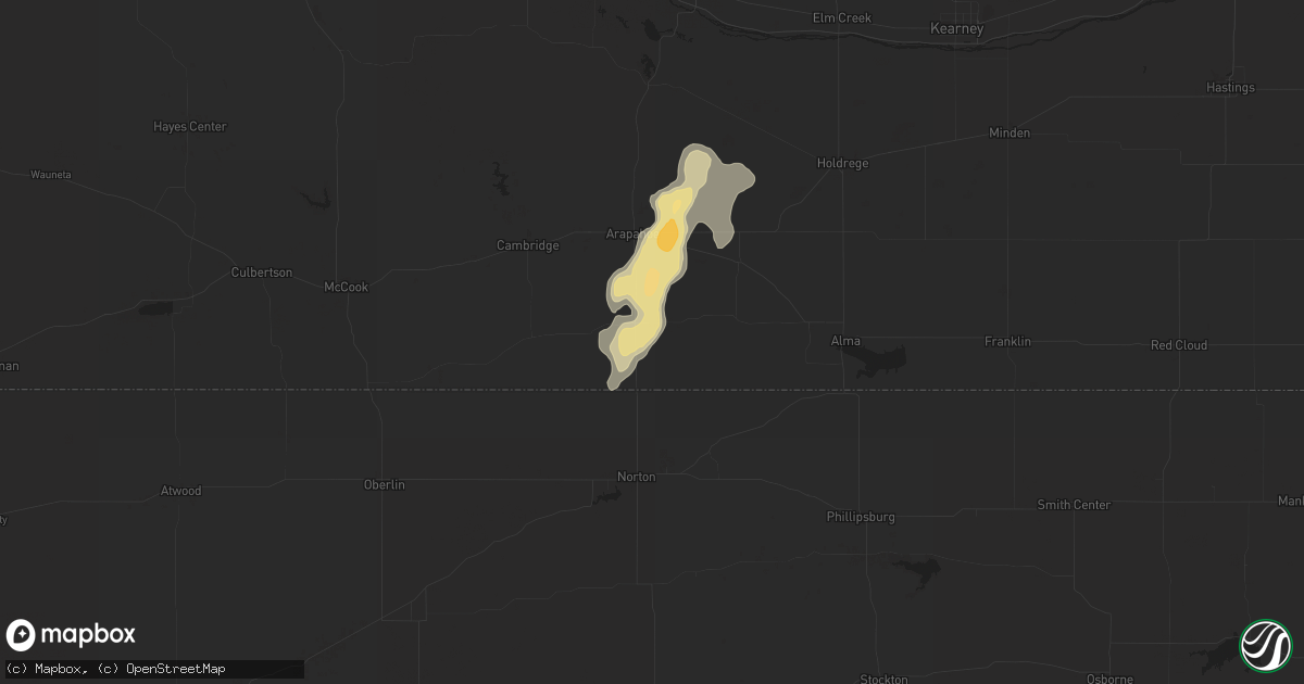 Hail map in Beaver City, NE on August 16, 2015