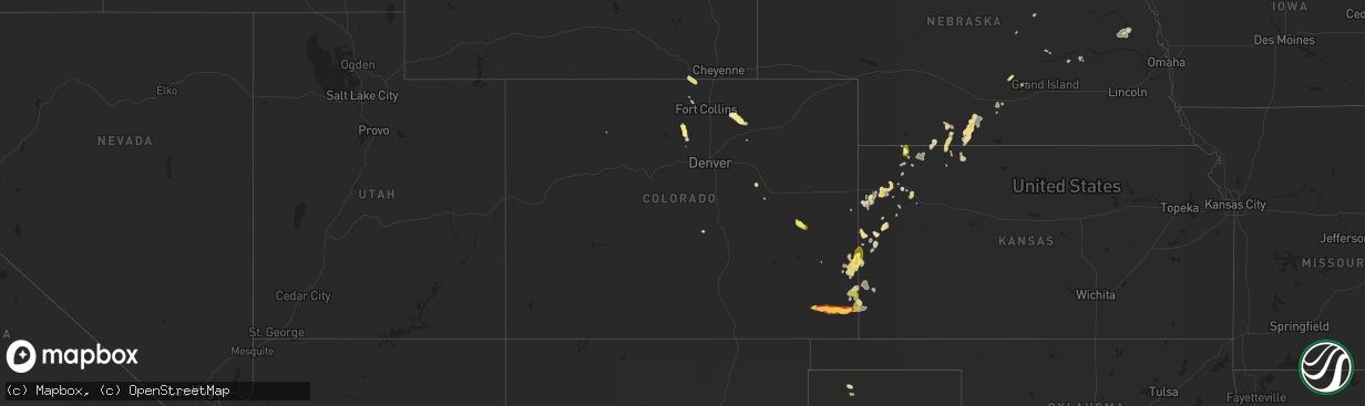 Hail map in Colorado on August 16, 2015