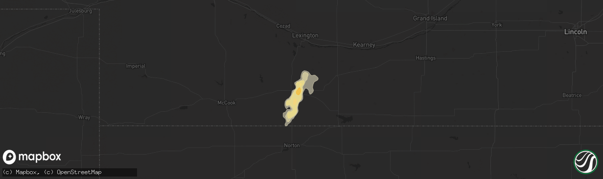 Hail map in Edison, NE on August 16, 2015