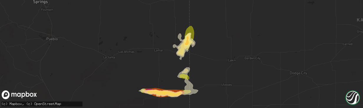 Hail map in Holly, CO on August 16, 2015