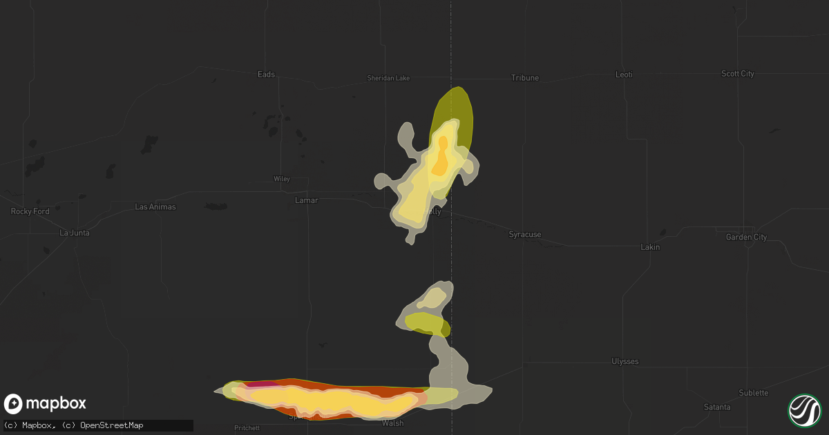 Hail map in Holly, CO on August 16, 2015