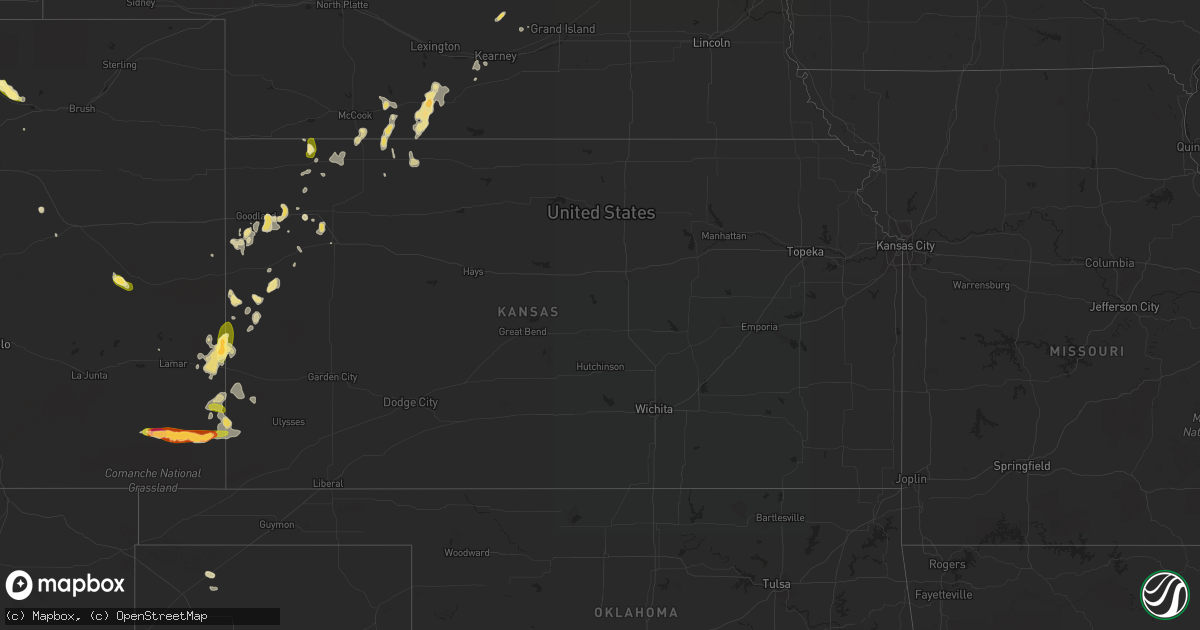Hail map in Kansas on August 16, 2015