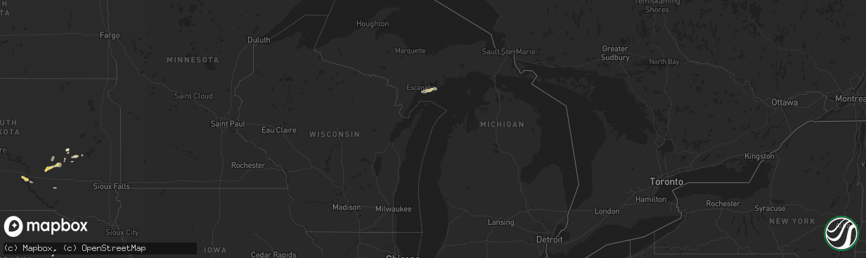 Hail map in Michigan on August 16, 2015