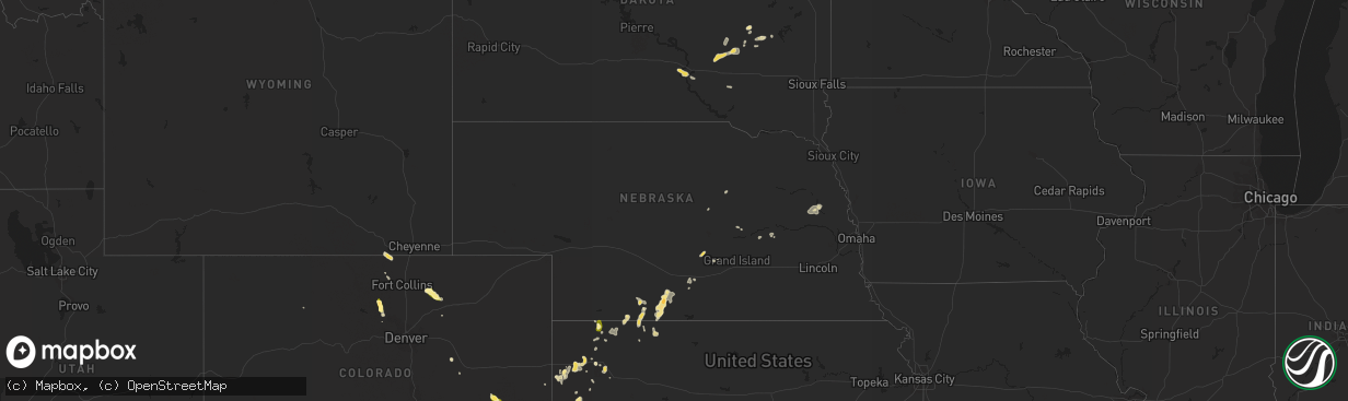 Hail map in Nebraska on August 16, 2015