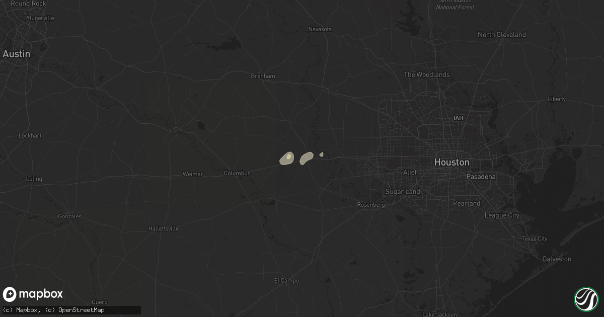 Hail map in Sealy, TX on August 16, 2015