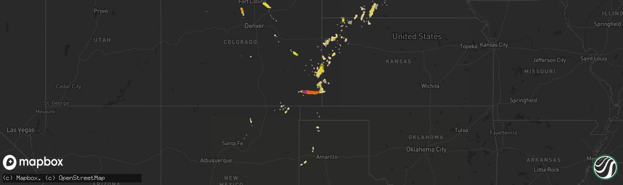 Hail map on August 16, 2015