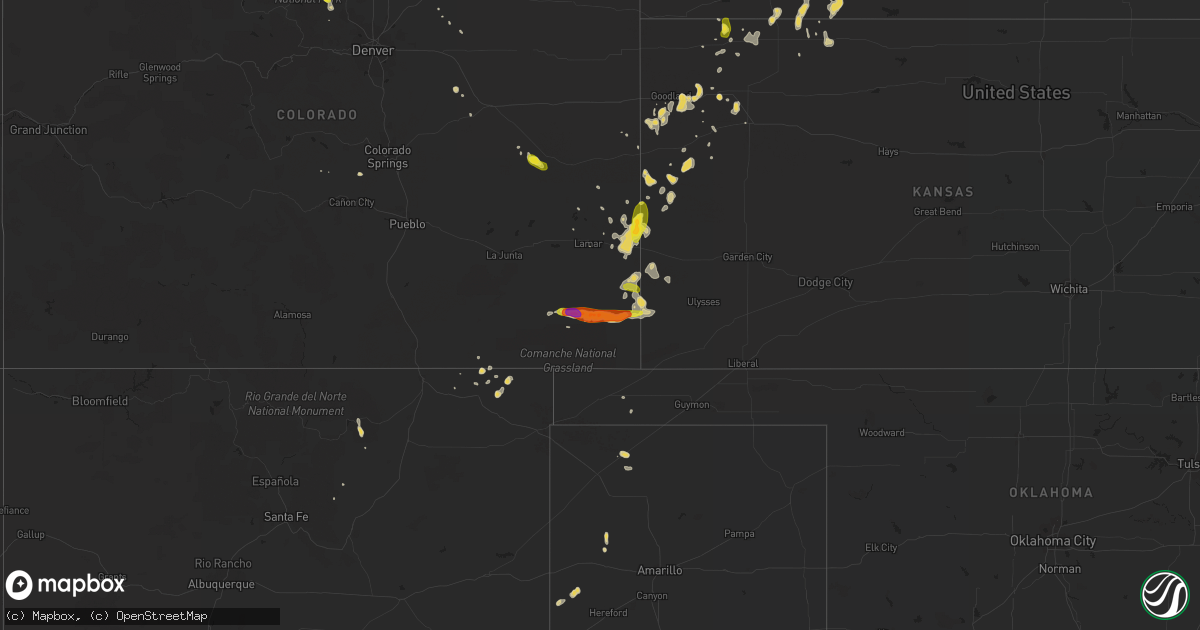 Hail map on August 16, 2015