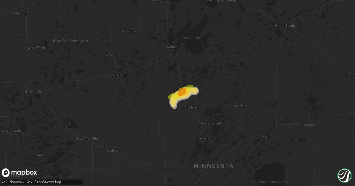 Hail map in Backus, MN on August 16, 2016