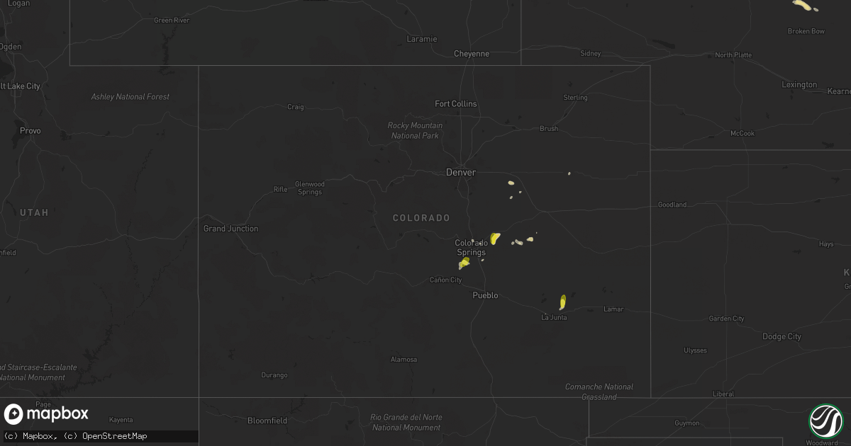 Hail map in Colorado on August 16, 2016