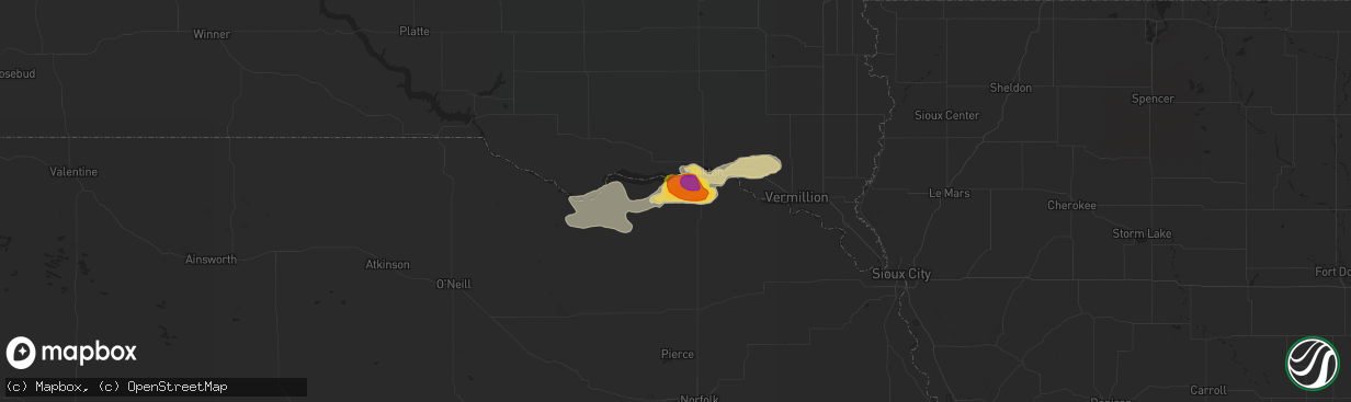 Hail map in Crofton, NE on August 16, 2016