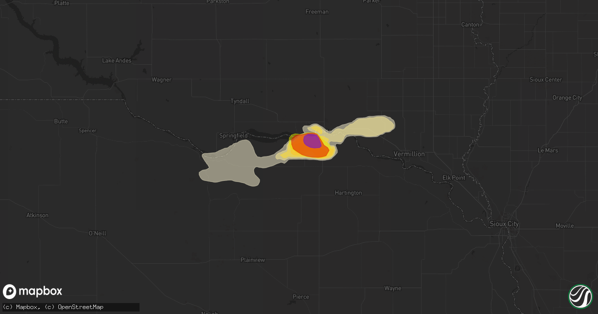 Hail map in Crofton, NE on August 16, 2016