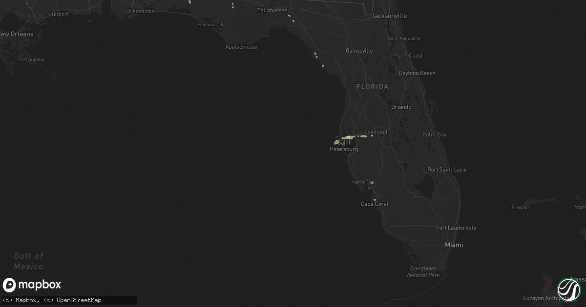 Hail map in Florida on August 16, 2016
