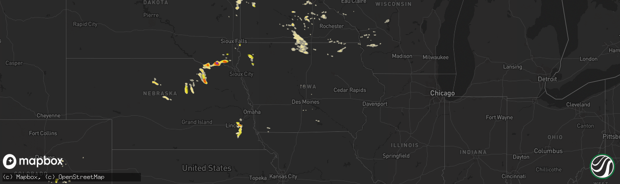 Hail map in Iowa on August 16, 2016