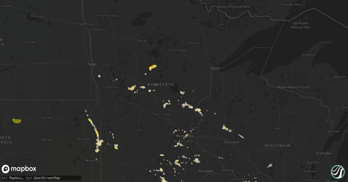 Hail map in Minnesota on August 16, 2016