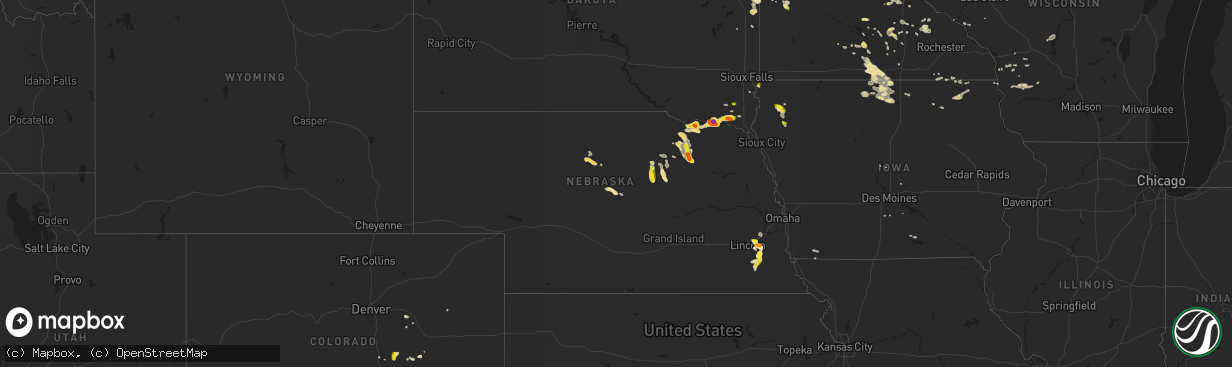 Hail map in Nebraska on August 16, 2016