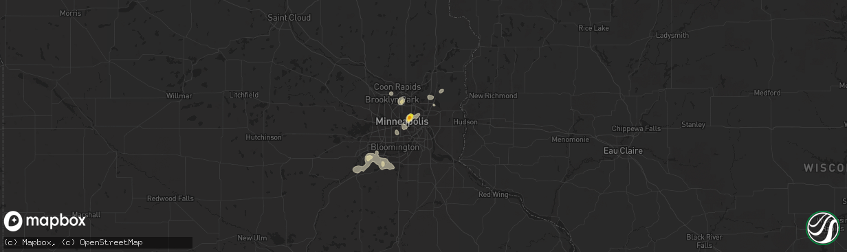 Hail map in Saint Paul, MN on August 16, 2016