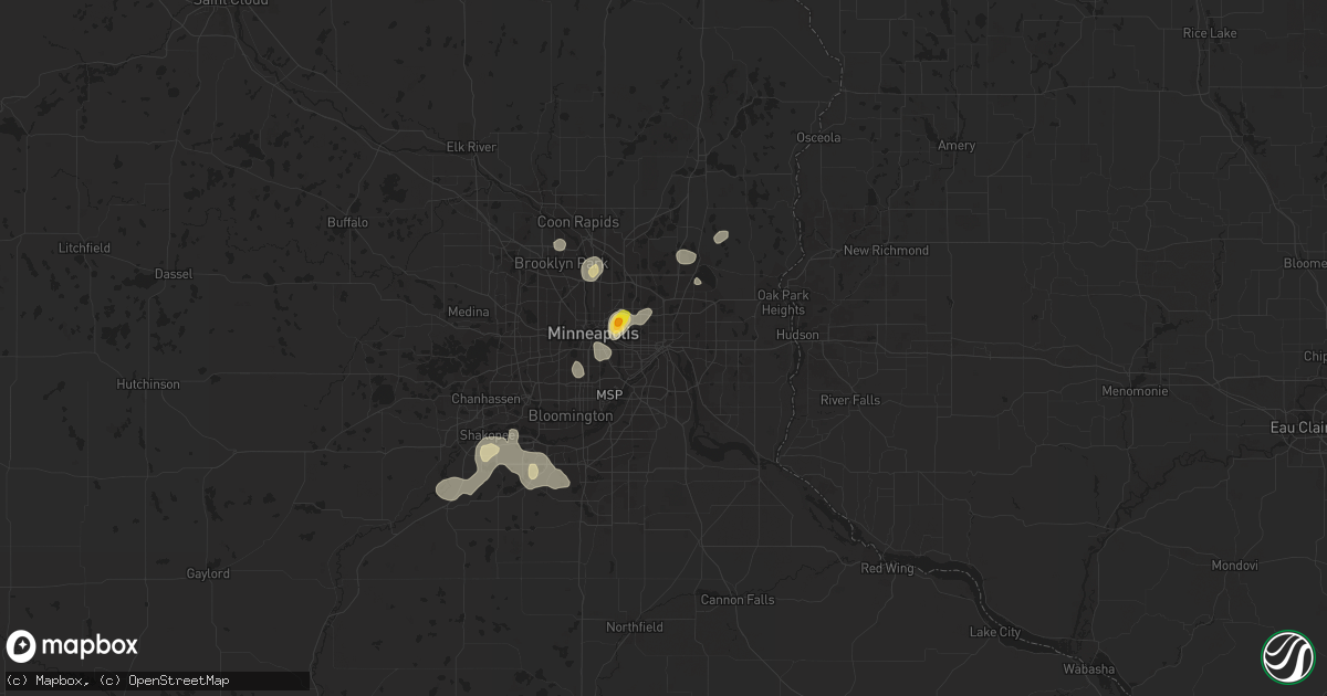 Hail map in Saint Paul, MN on August 16, 2016