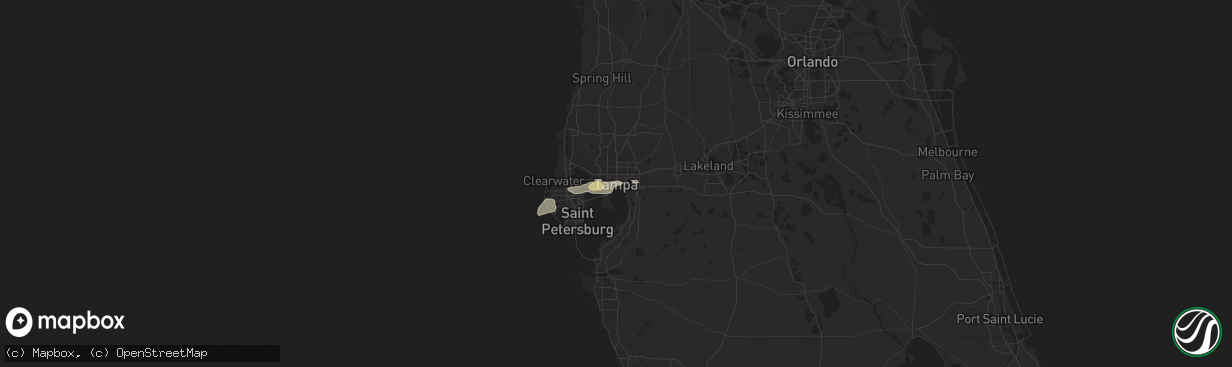 Hail map in Tampa, FL on August 16, 2016