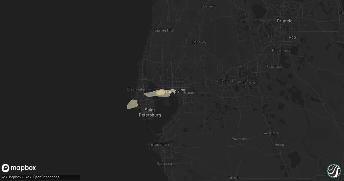 Hail map in Tampa, FL on August 16, 2016