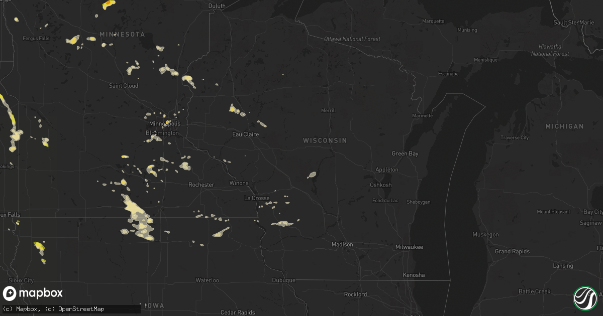 Hail map in Wisconsin on August 16, 2016