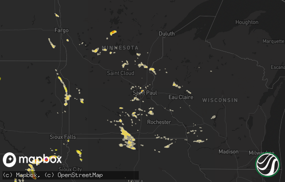 Hail map preview on 08-16-2016