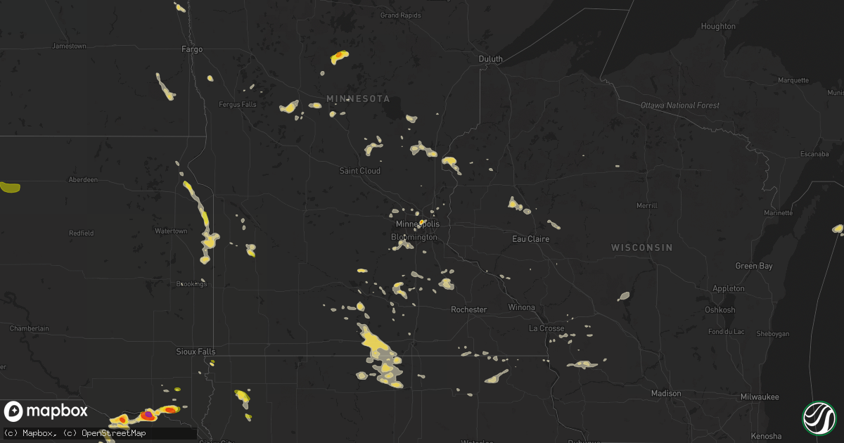 Hail map on August 16, 2016