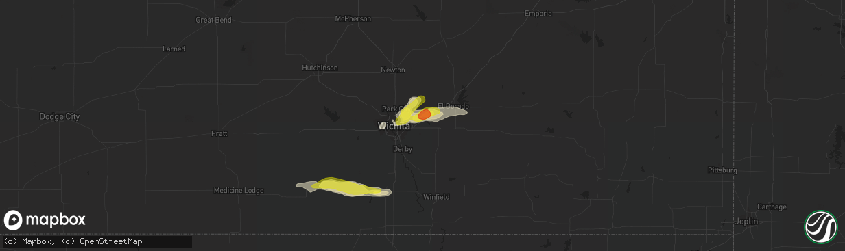 Hail map in Andover, KS on August 16, 2017