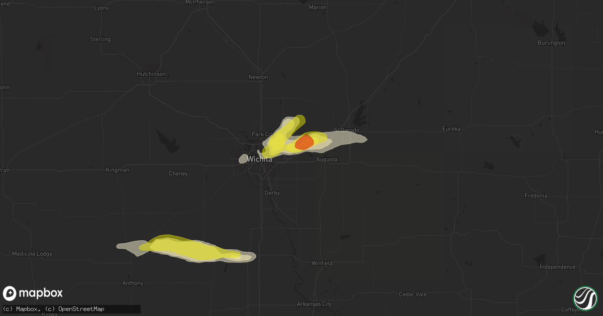 Hail map in Andover, KS on August 16, 2017