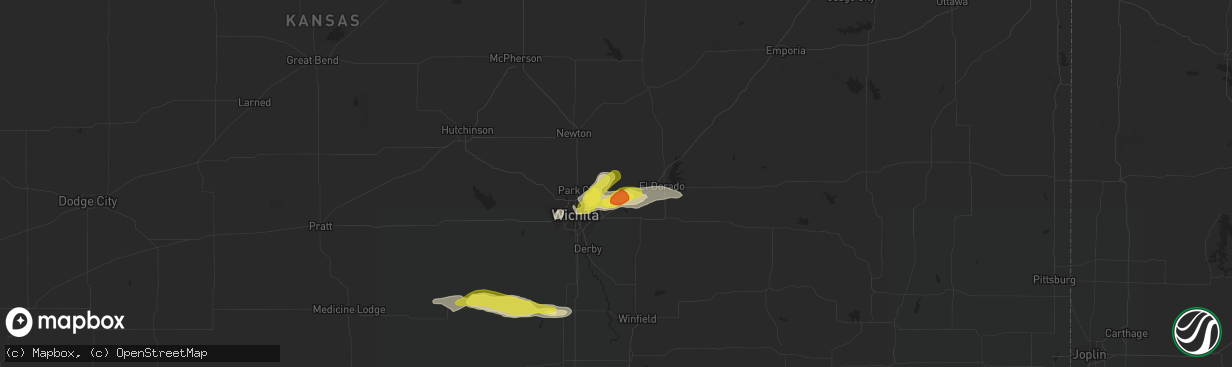 Hail map in Benton, KS on August 16, 2017